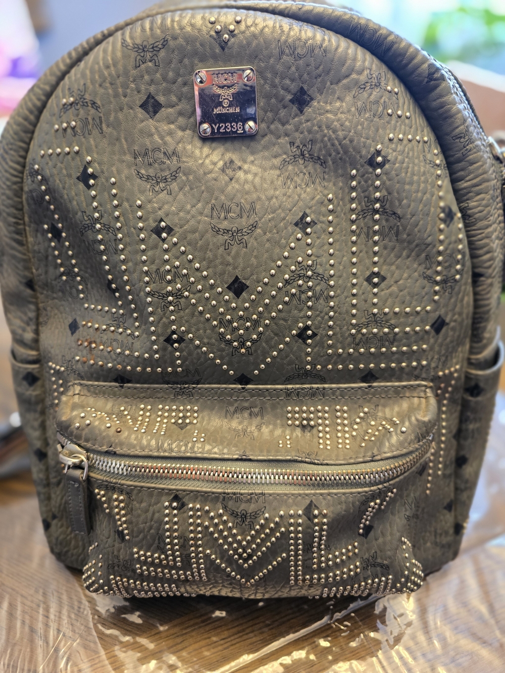 MCM Stark Studded Logo Backpack